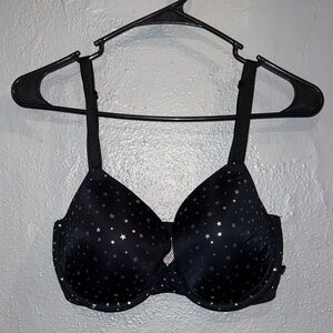 Victoria's Secret Black Bra with Silver Star Design